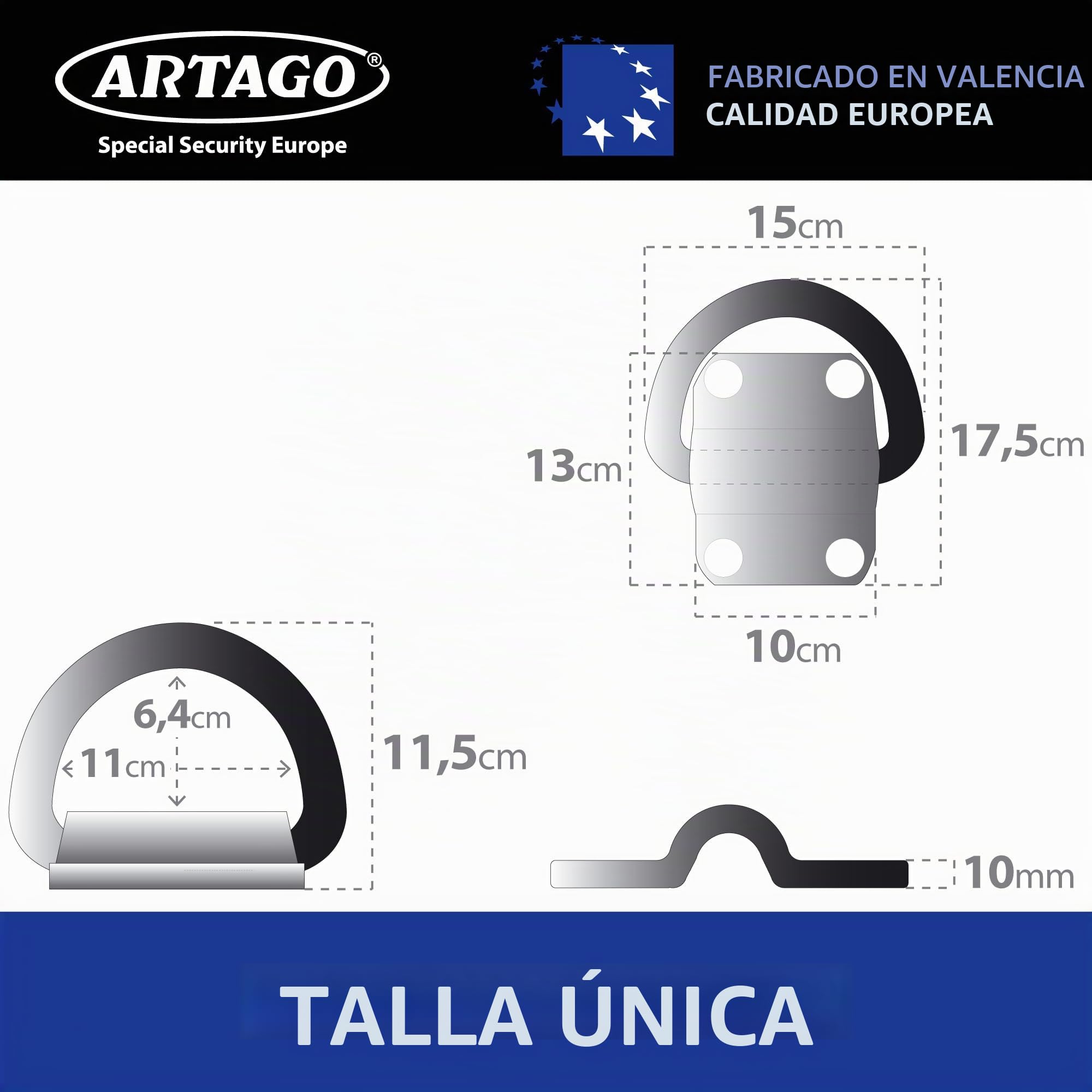 Artago 60 Anclaje Suelo Pared XXL Alta Gama con Anilla Basculante de ø20mm, Acero Máxima Resistencia y Tacos Más Profundos Blindados, Antirrobo Seguridad Universal para Anclar Moto Garaje Parking