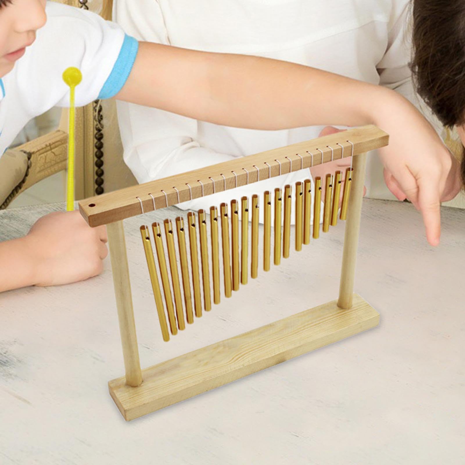 Table Top Wind Chime, Percussion Wind Chime, Music Instrument with Mallet, Single Row Bar Chimes, Kids Percussion Instrument, Indoor Wind Chime, Decorative Music Chime, Handcrafted Percussion Chimes