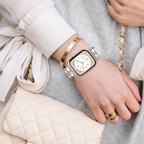 Miniatura 5 de NewWays para Apple Watch Correa Series 10 46mm 45mm 44mm 42mm Series 3 4 5 6 7 8 9 Ultra 49mm, Pulsera de Joyería para iWatch para Mujeres, Enlace