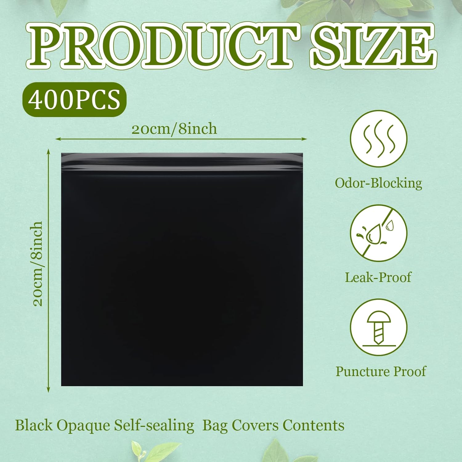 400 Pcs 8 x 8 Inches Ostomy Pouch Disposal Bags, Ostomy Disposal System, High Sealing/Prevents Odors/No Mess/Supplies for Colostomy Bags, Nappies, Incontinence Pads