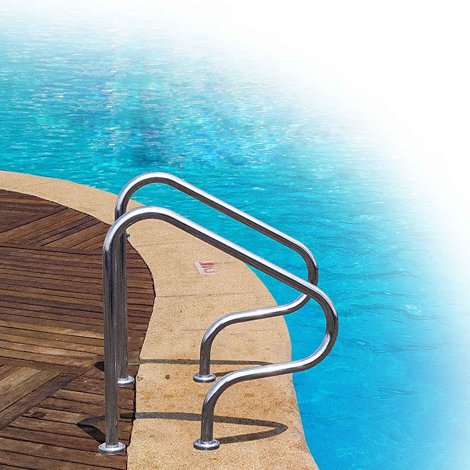 Réglette de piscine en acier inoxydable 304 rampe de sécurité argentée durable