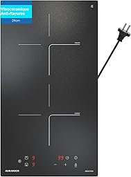 Plaque Induction 2 Feux - Plaque de Cuisson Electrique Encastrable 3800W, Verre Anti-Rayures avec Grattoir, Minuterie 1-99 min, Boost, Sécurité Enfant, 2 Ans Garantie