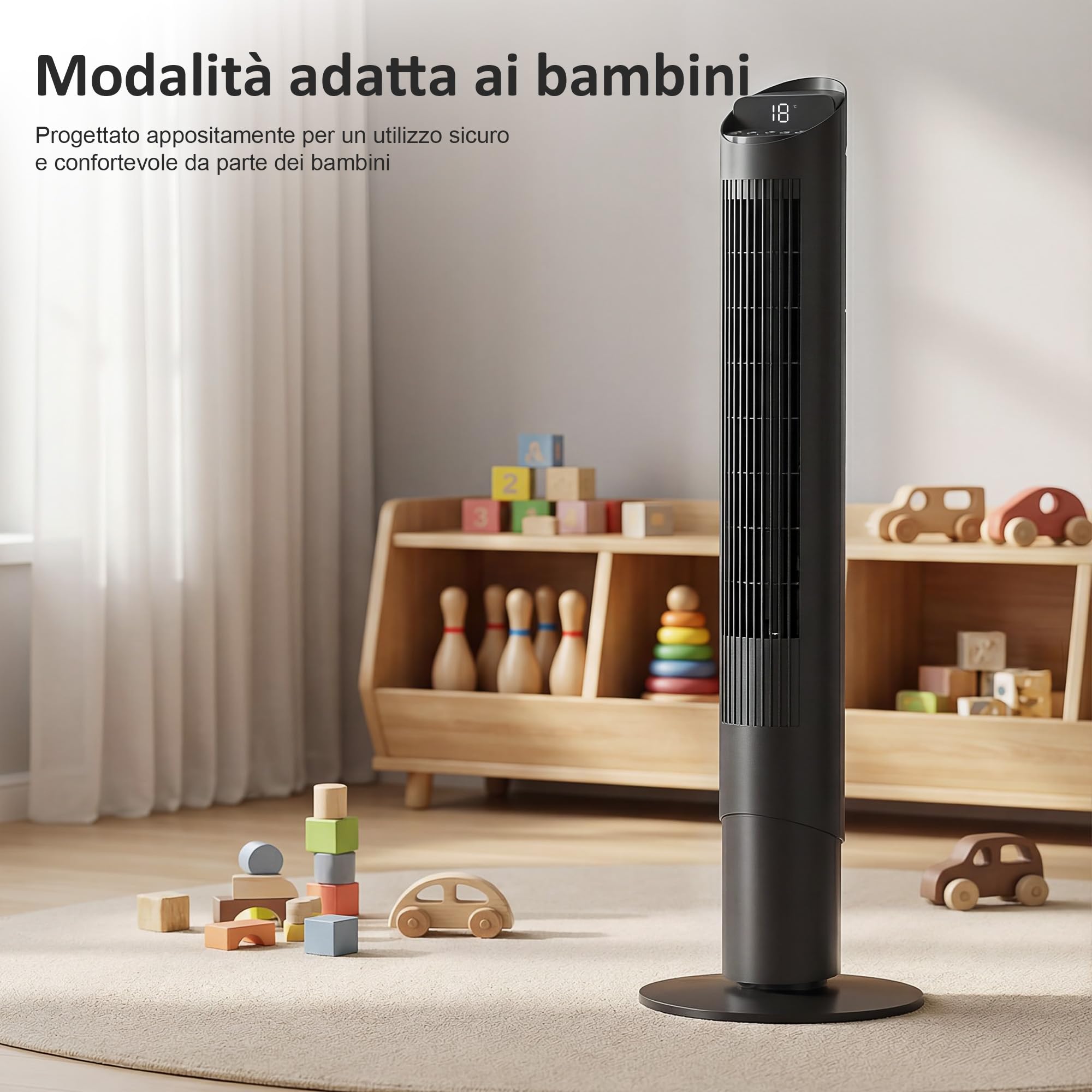 HOMCOM Ventilatore a Torre 116 cm con App WIFI e Telecomando, Ventilatore a Colonna Silenziosa con 6 Velocità, 4 Modalità, Oscillazione 65°, Timer 12H, Schermo LED, 45W, per Camera da Letto, Nero