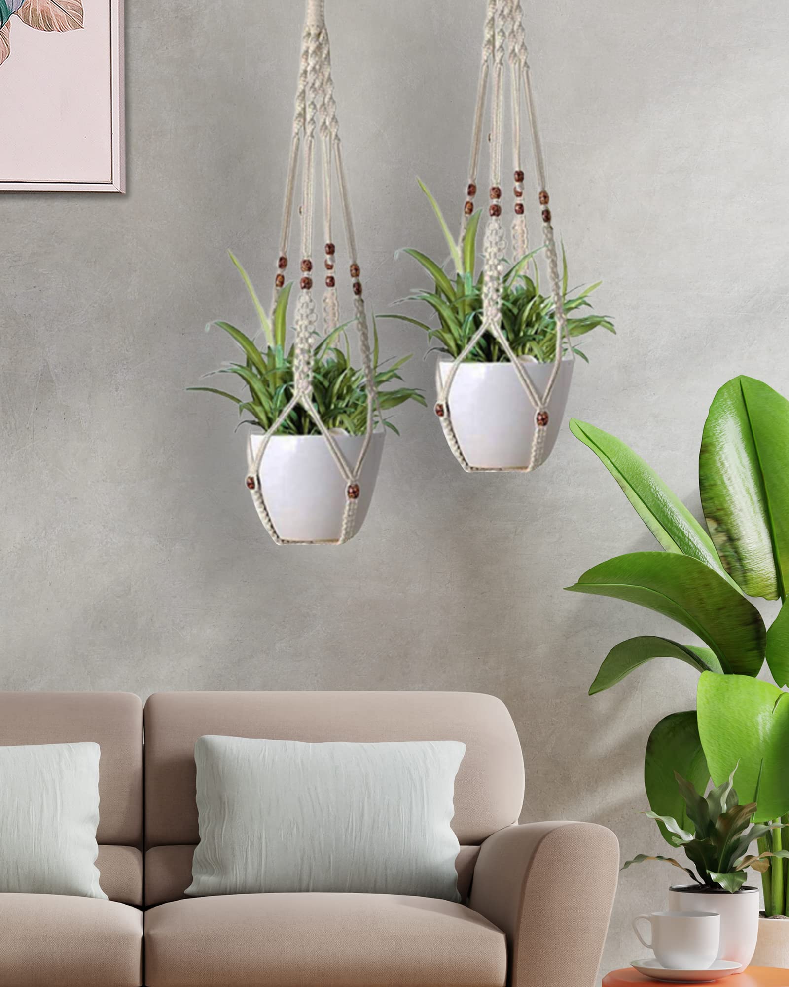 Macrame Plant Hanger, Handmade Weaving, Hanging planters Handmade Balcony, Natural Organic Cotton,Hanging planters Indoor, (Brown Bead) (B09QJ2QVQN) Amazon Price History, Amazon Price Tracker