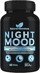 Melatonina, Triptofano, Magnésio, Zinco e Complexo B. Night Mood - 1 Pote com 60 Cápsulas de 490mg