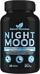 Melatonina, Triptofano, Magnésio, Zinco e Complexo B. Night Mood - 1 Pote com 60 Cápsulas de 490mg