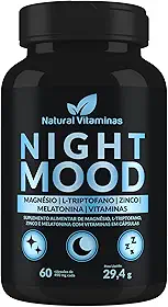 Melatonina, Triptofano, Magnésio, Zinco e Complexo B. Night Mood - 1 Pote com 60 Cápsulas de 490mg