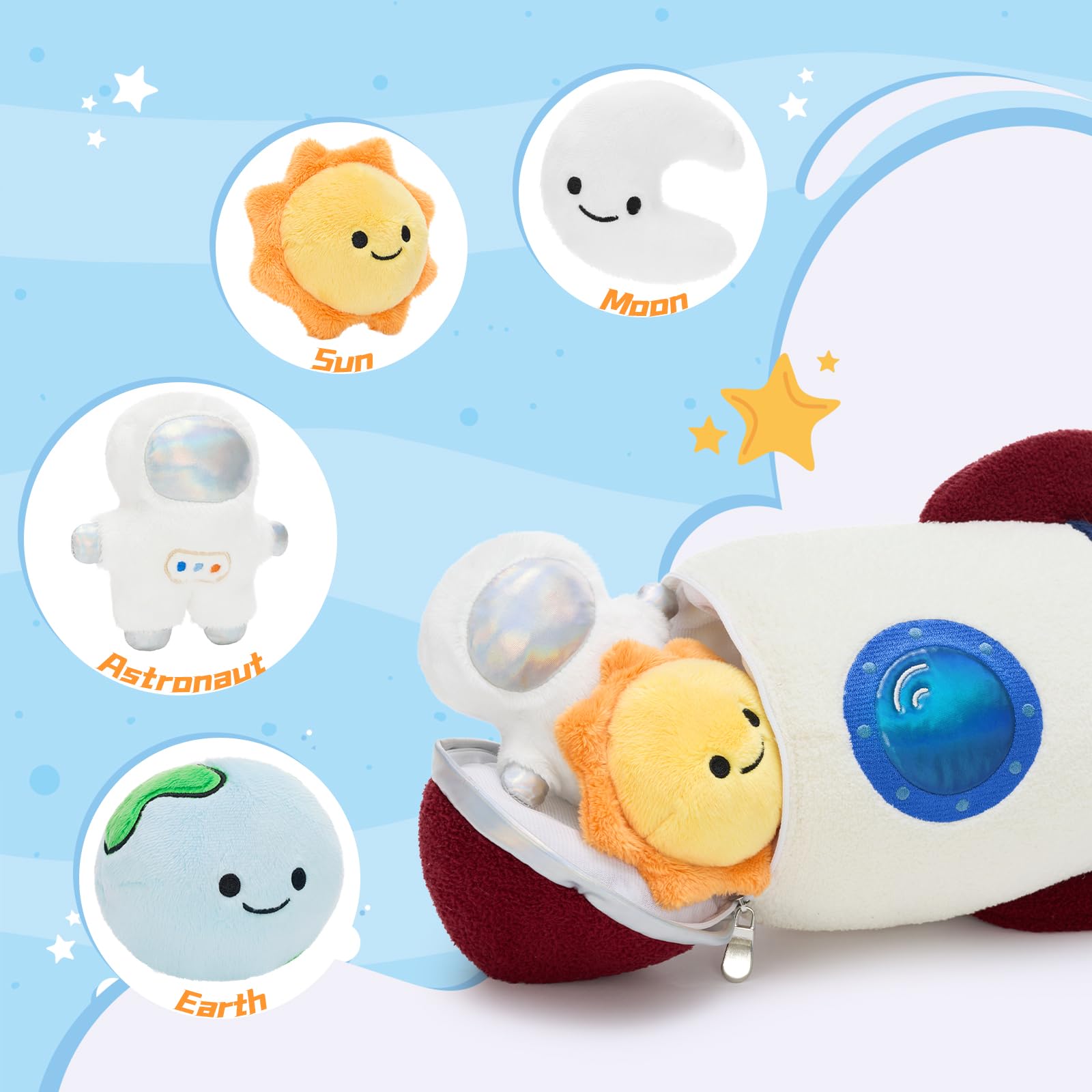 MorisMos 37cm Big Rocket Space Soft Toy Set, Large Cuddly Fluffy Astronaut Plush, Giant Stuffed Gift Kids Birthday — view 3