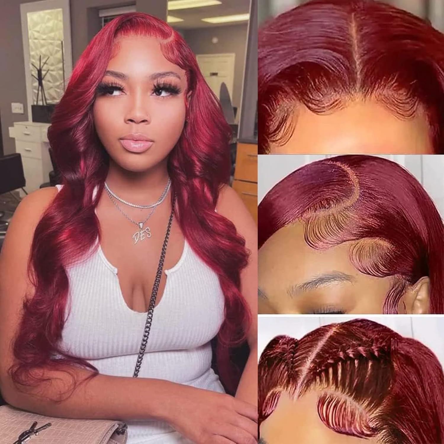 BOSDIOS 13x6 Burgundy Lace Front Wigs Human Hair Red 99J