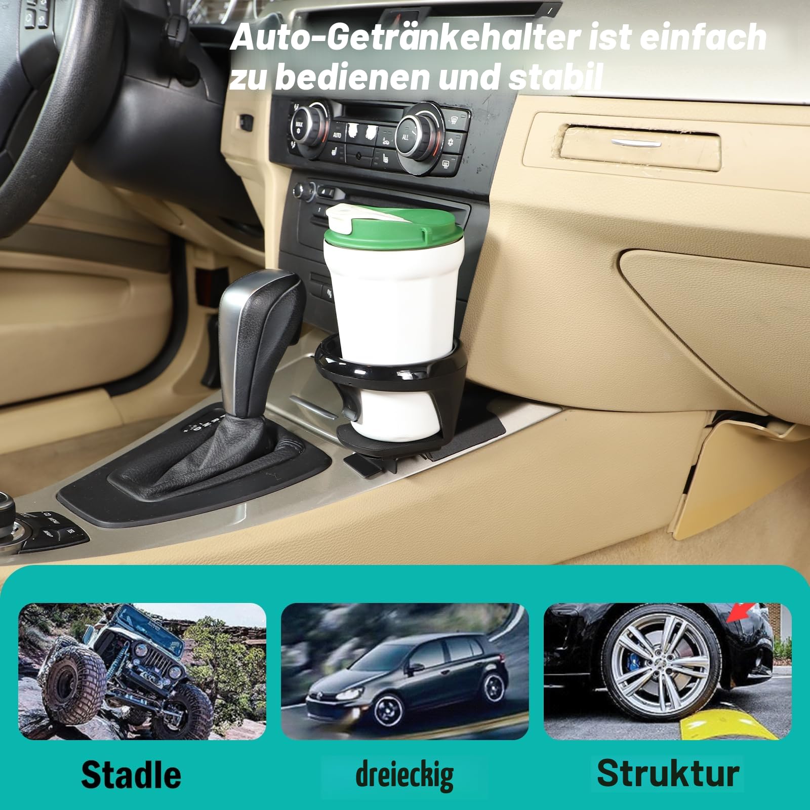 Auto-Zentralkonsole Wasserbecherhalter Getränkeständer für 1 3 Serie E81 E82 E87 E88 E90 E91 E92 E93 Auto-Fahrzeugbecherhalter, Autobecherhalter für Wasser Kaffee Saft Flaschenständer