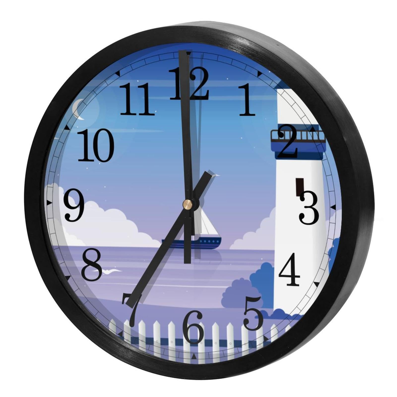 Horloge murale sans tic-tac mécanisme quartz silencieux motif voilier