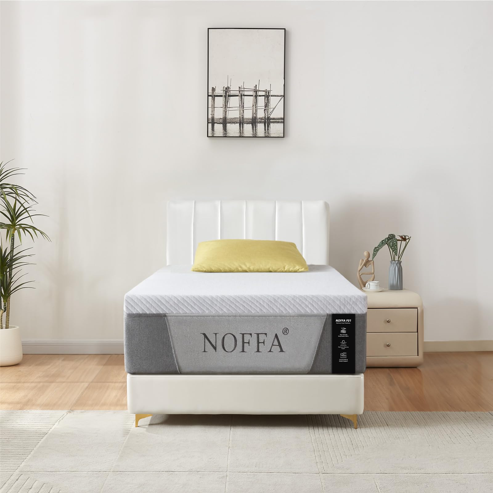 NOFFA Twin Mattress 12 Inch, Gel Memory Foam in a Box