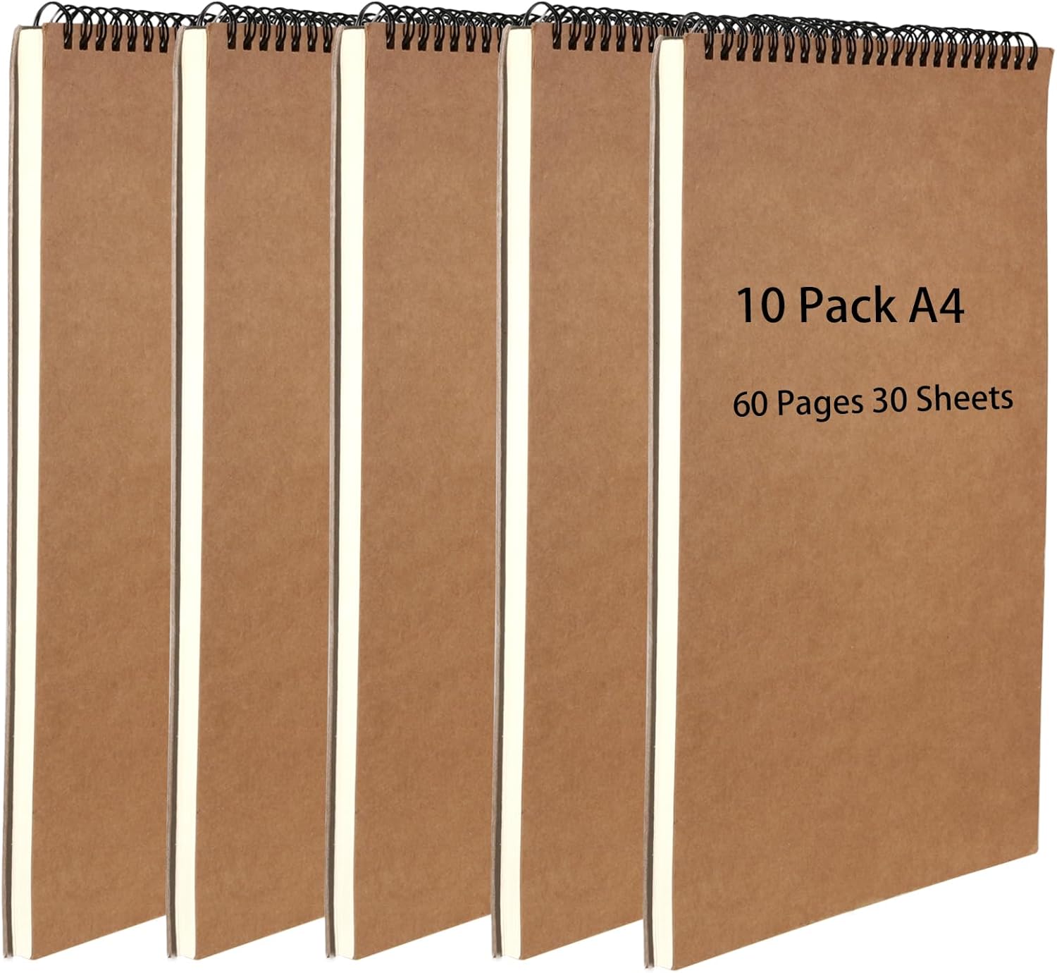 HEIHAK 10 Pack A4 Sketch Notebooks, 60 Pages 30 Sheets Top