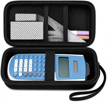 Black Calculator Case for TI-30XS/TI-30XIIS/TI-30Xa/TI-36X Pro | Hard EVA Shell, Two-Layer Mesh Pockets, Elastic Holder, Wrist Strap, 8.27x 3.94 x 2.36 in, School Exam Carry