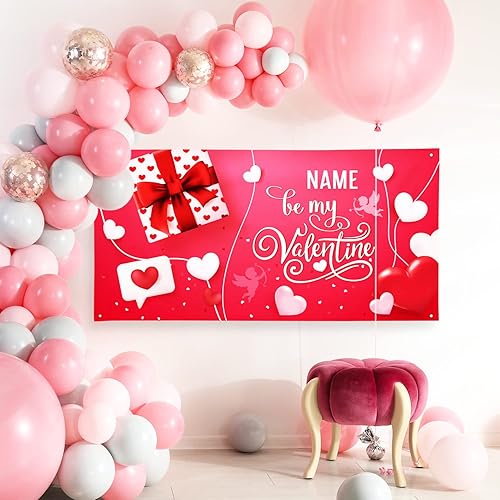 Miniatura 79 de Cartel de fondo personalizado para el día de San Valentín, decoración de San Valentín, letrero de vinilo con texto en inglés "Be My Valentine