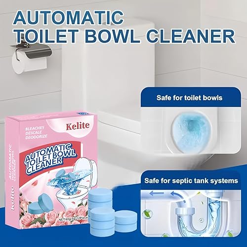 Miniatura 2 de KELITE Tabletas para inodoro, discos de limpieza continua para inodoro, cada tableta proporciona protección contra manchas y acumulación, 12