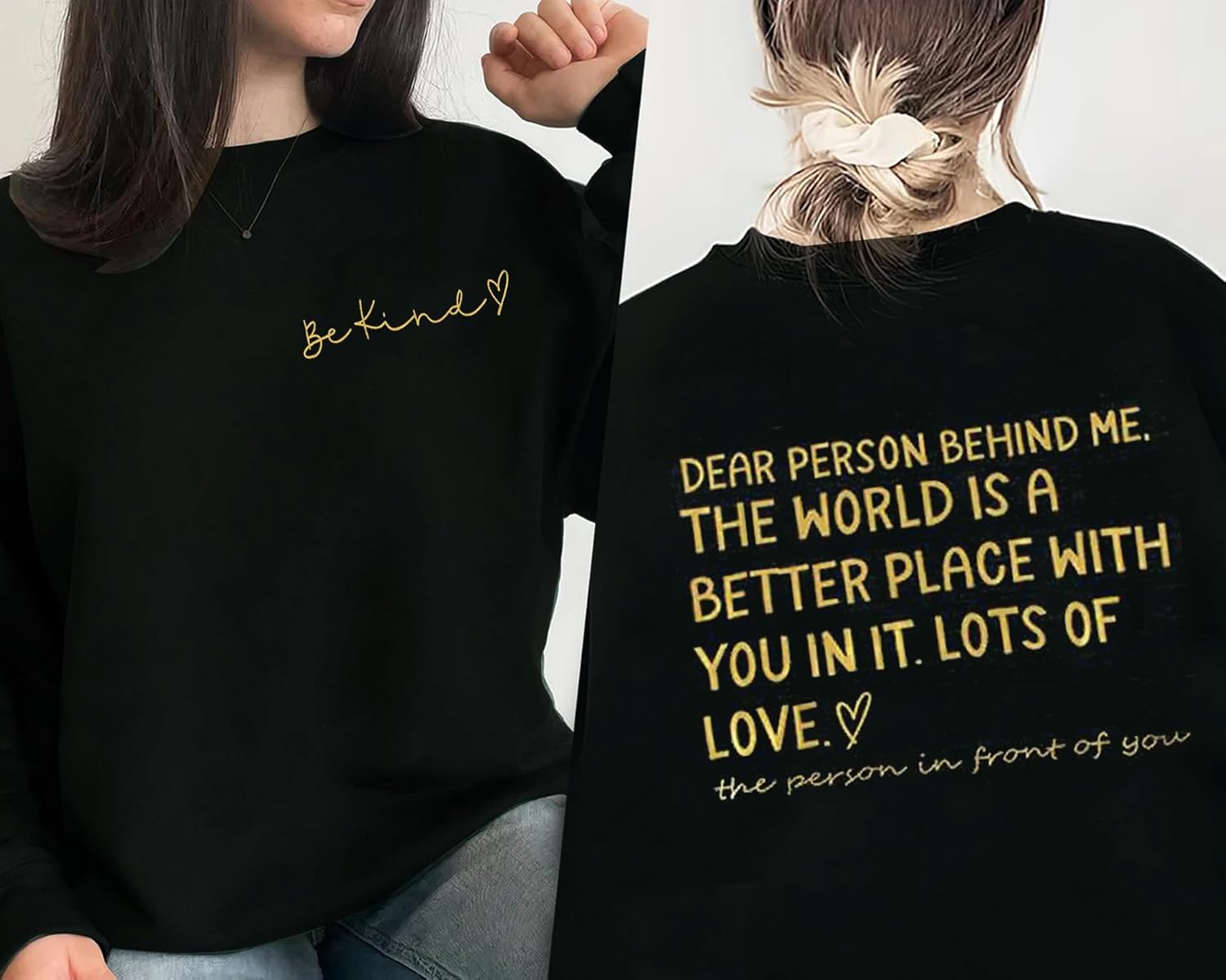 COLORFUL BLING Dear Person Behind Me Sweatshirt Women Mental Health Be Kind Inspirational Positive Pullover Top Blouse Shirt - Image 2