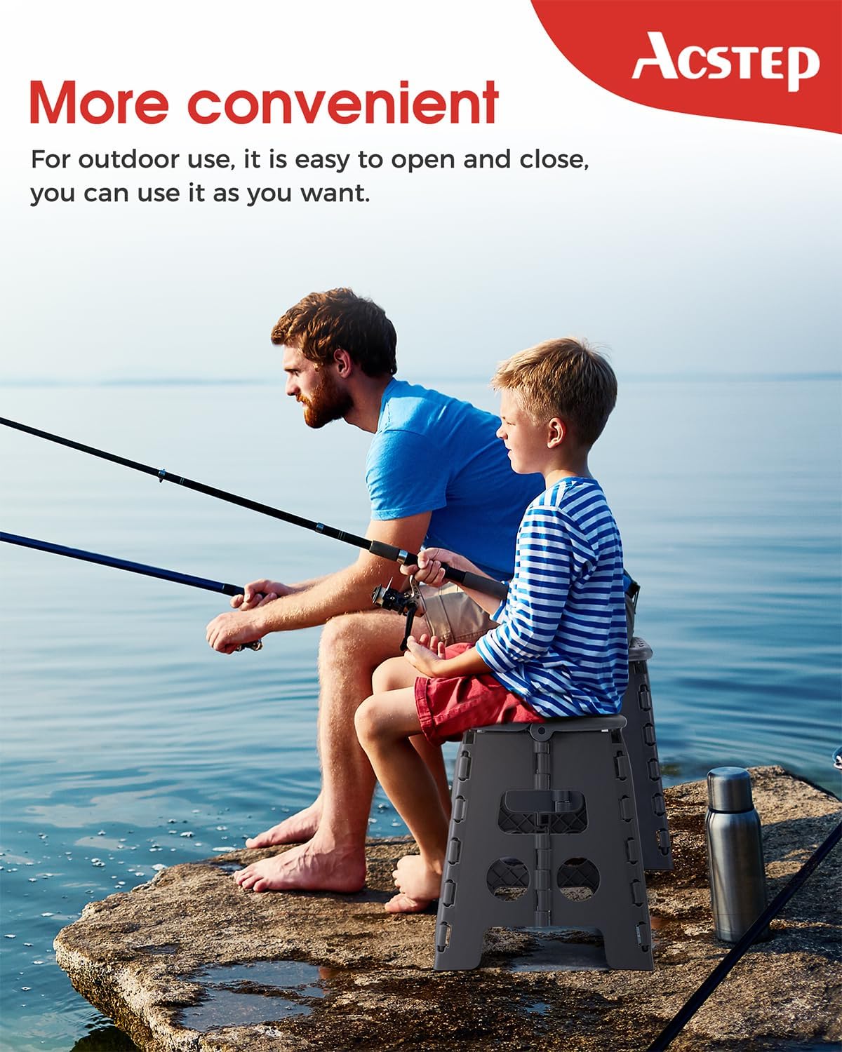 ACSTEP 11 Inch and 13 Inch Folding Step Stool for Adults and Kids Holds Up to 300 lb Plastic Foldable Step Stools for Kitchen, Home, Outdoor and Indoor(Dot Grey&Grey)