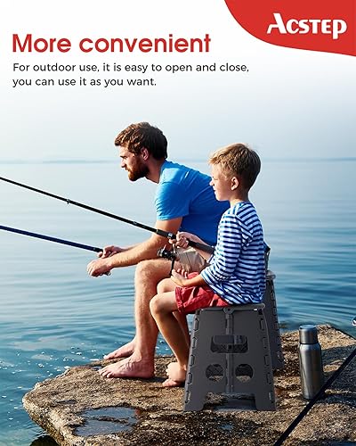 Miniatura 81 de Taburete plegable resistente de alta calidad de 13 pulgadas de altura para adultos, taburete de cocina, jardín, baño, color blanco Blanco,Bicolor