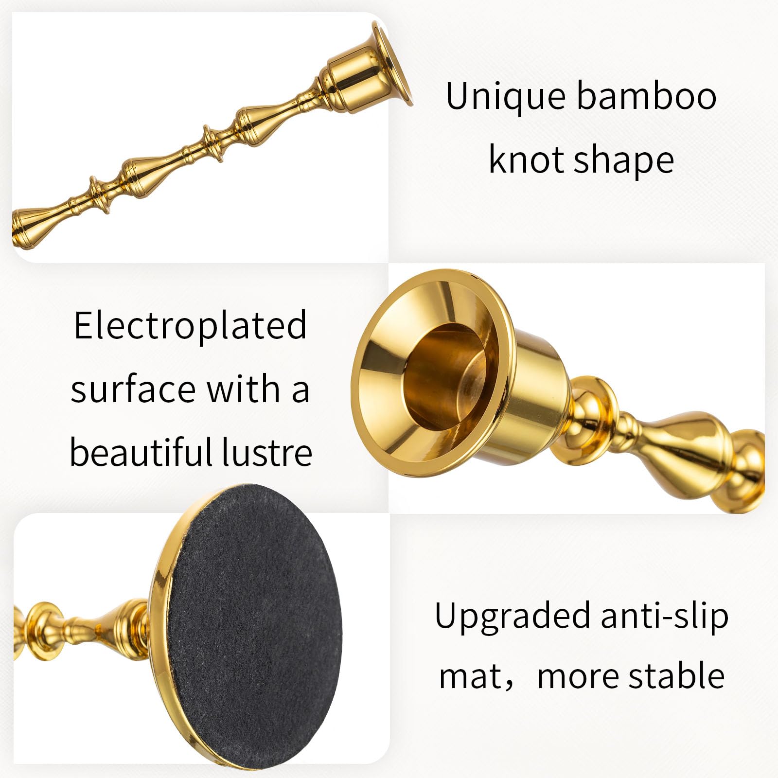 Kerzenhalter Stabkerzen Kerzenständer Gold: Set Mit 3 Pcs Metall Kerzenhalter Stabkerze Stabkerzenhalter Vintage kerzenleuchter für Hochzeit Veranstaltung Weihnachten Kaminsims Dekoration