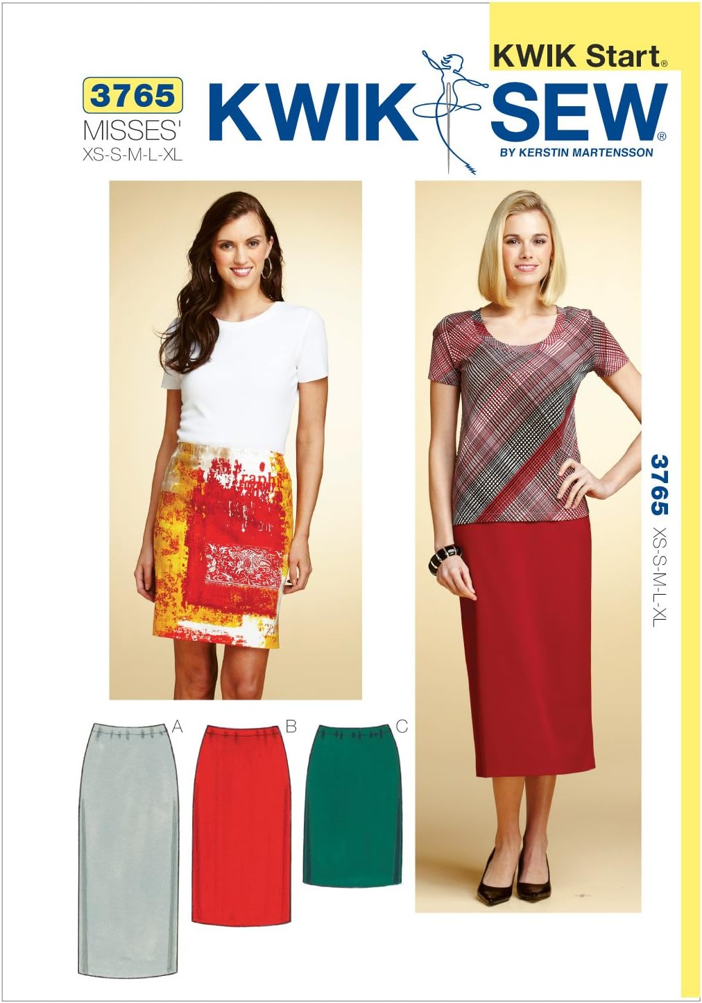 KWIK-SEW PATTERNSKWIK - SEW K3765 Size Extra-Small - Small - Medium - Large - Extra-Large Skirts, Pack of 1, White