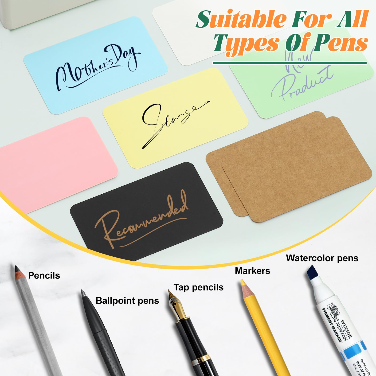 Omtofo 800 Cartes Vierges Multicolores Papier Kraft 9x5.4 Cm - Lot Flashcards Mémos Messages Index Apprentissage - 8 Couleurs Pastel & Neutres