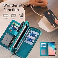 Vista 4 de Compatible con Samsung Galaxy S10 Plus - Funda tipo cartera con soporte para tarjetas, multifunción, 2 en 1, magnética, desmontable, para Glaxay