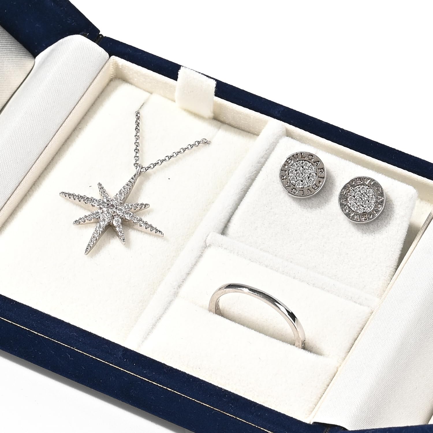 Velvet Jewelry Set Gift Box Small Jewelry Set Box for Ring Earrings Necklace(Royal Blue)
