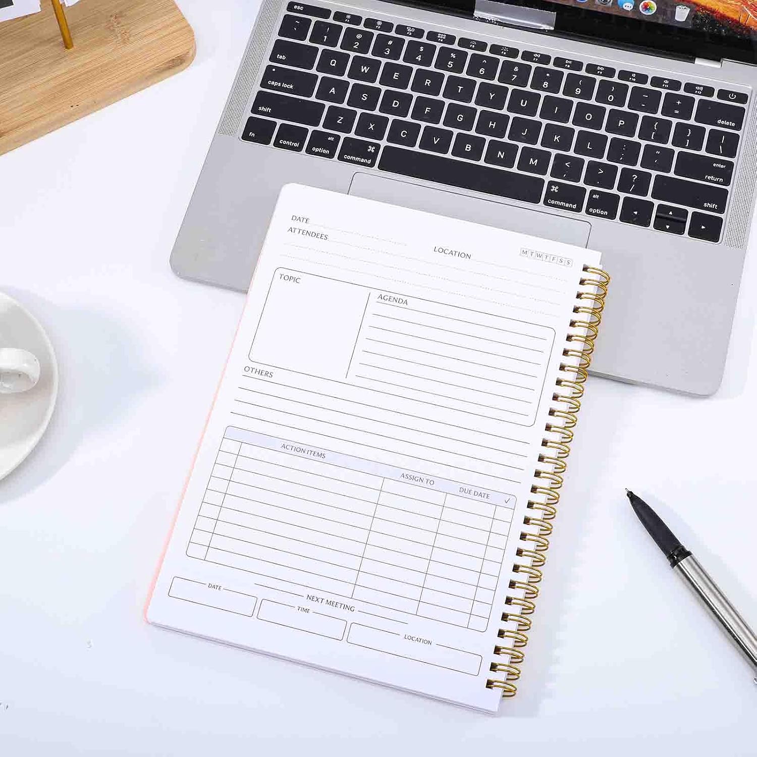  Meeting Notebook, Undated Spiral Bound Hardcover, 7" x 10", Pink | 160 Pages, 100GSM FSC-Certified Paper, Meeting Notebook for Teachers, Action Items & Meeting Minutes for Work Meetings thumbnail