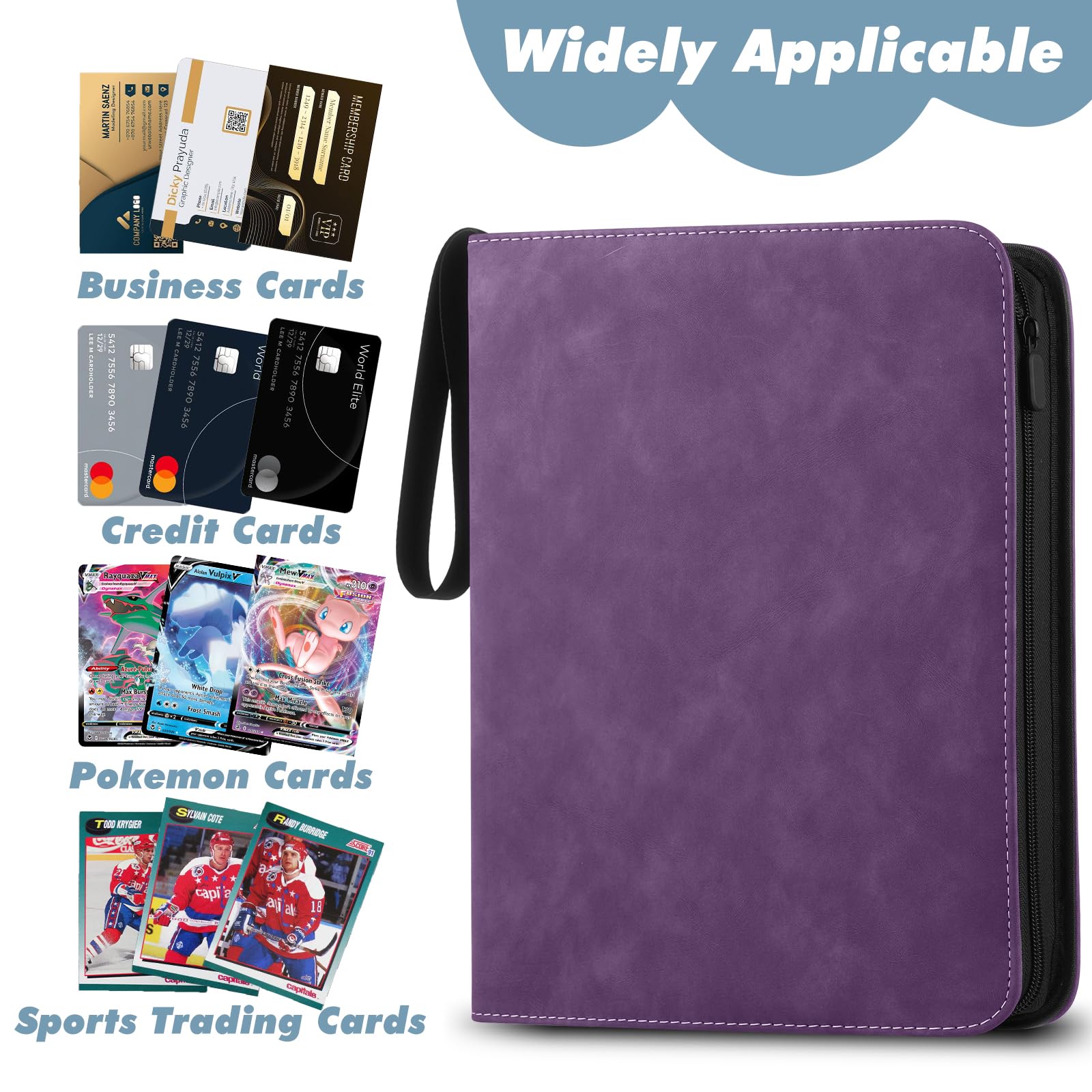Album Cartas, Album para Cartas Magic, 900 Album Cromos, Álbum de Cartas Coleccionables, Carpeta Cartas Transparente, Morado - 5