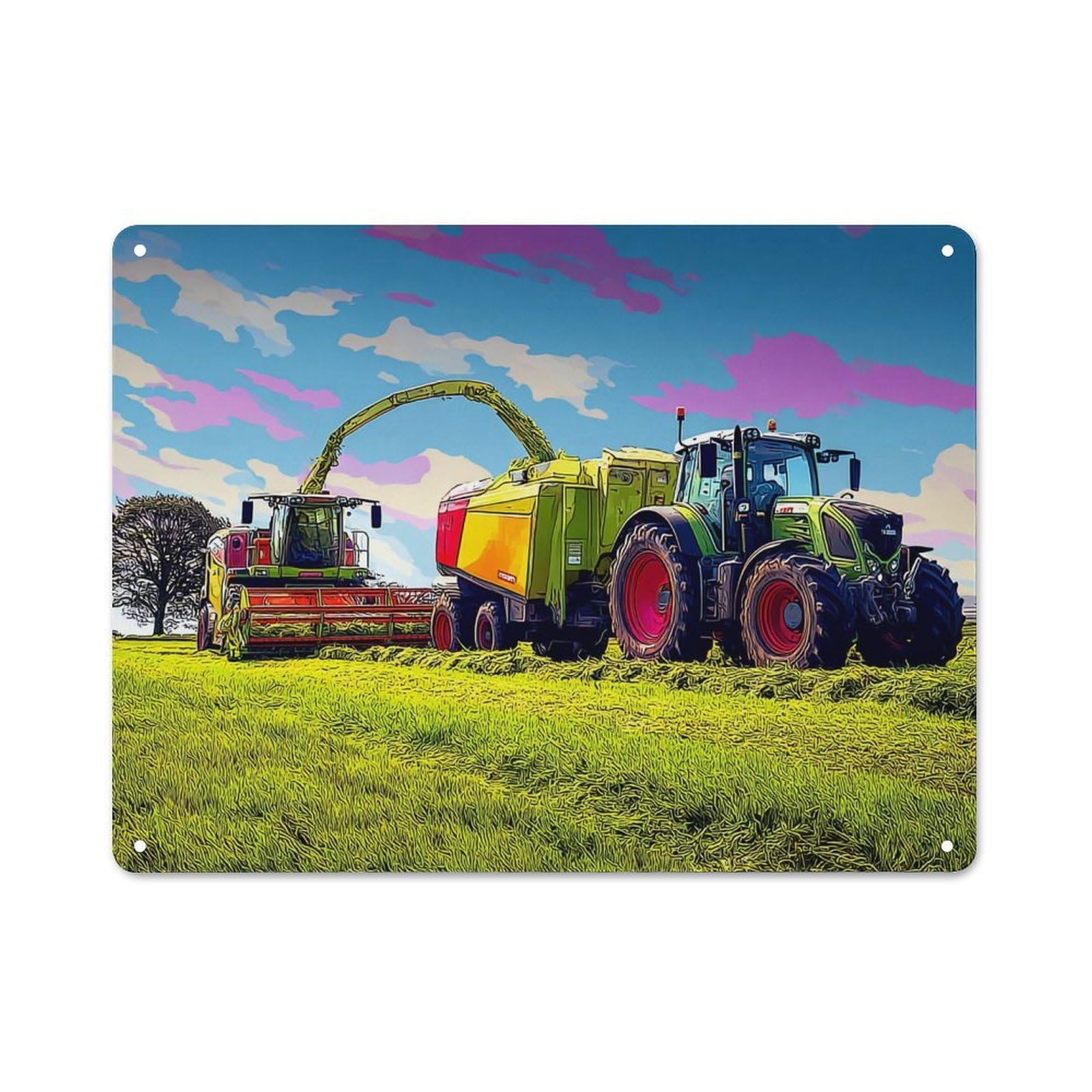 Junmoney Farmland Harvest Scene Clean Industrial Industrial Metal Sign 30X40cm, Studio Wall Art For Loft, Studio, Office Or Creative Room