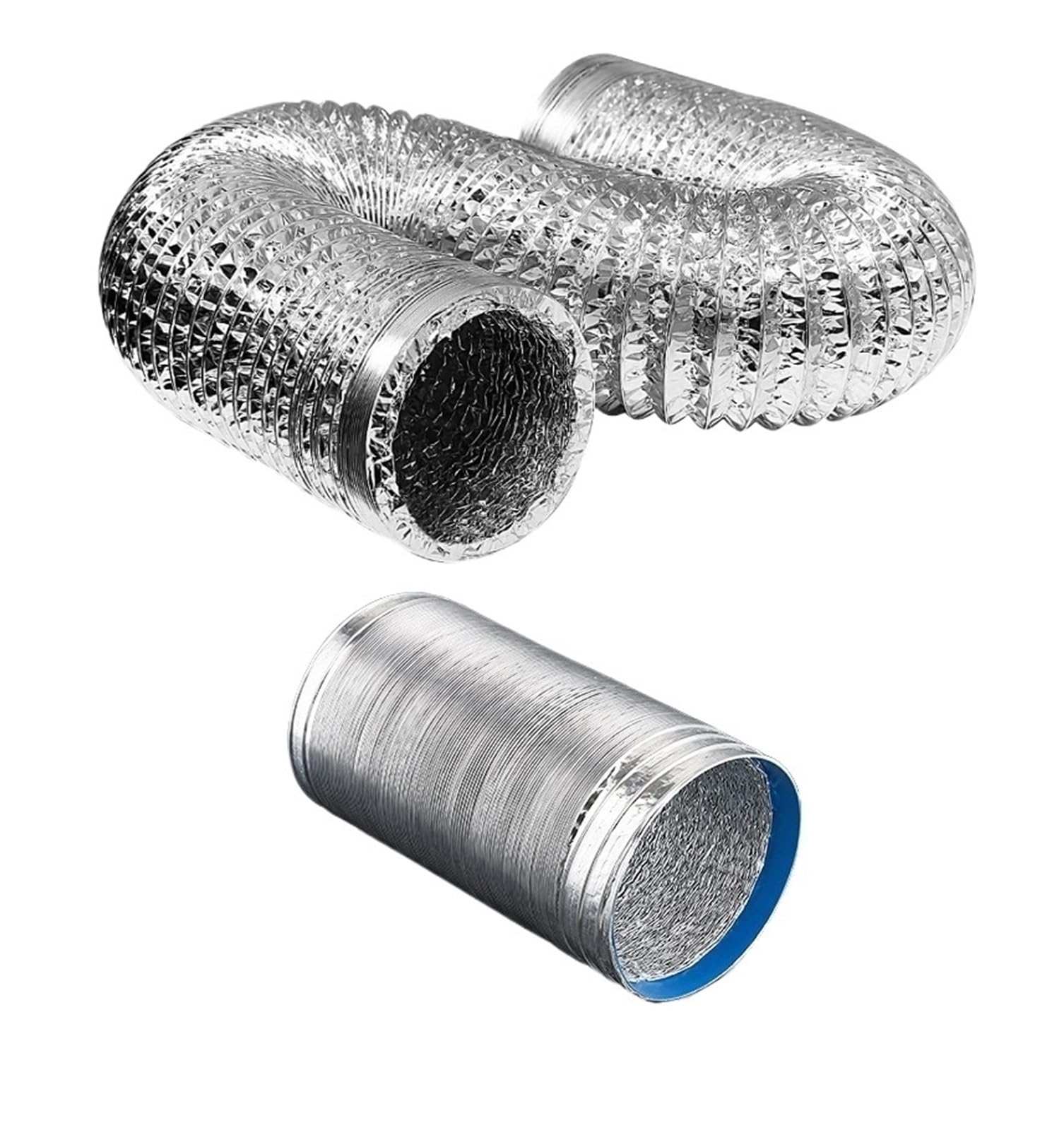 Tubi di alluminio, tubi di ventilazione, tubi d'ar Condotto di ventilazione in foglio di alluminio 125 mm multicolore 1 m-9 m(Silver,2M-125MM)