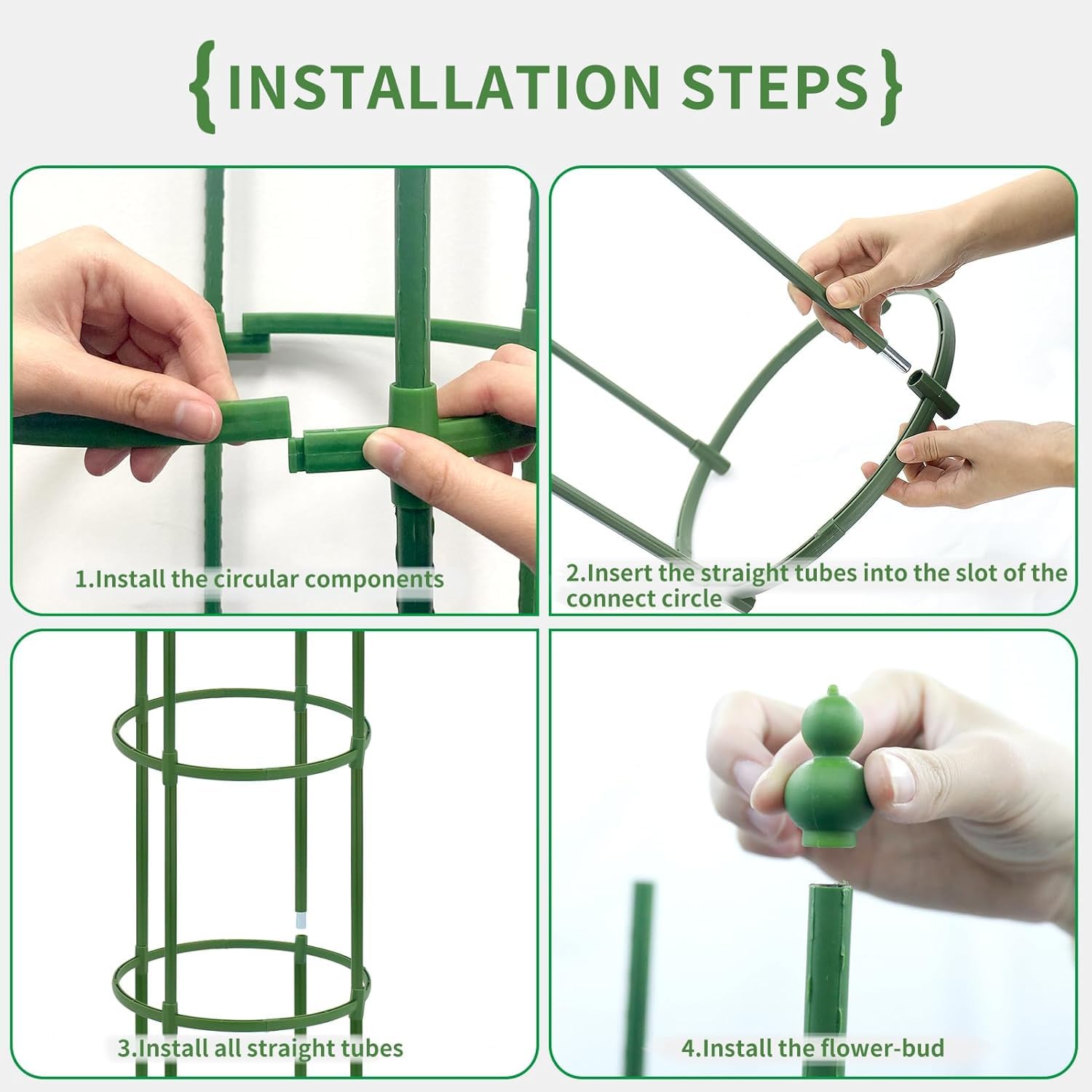 G-LEAF 3 Stück Garten Rankhilfe Tomatenkäfig Pflanzenstütze Obelisk Klettergerüst Spalier| Rankgitter Kletterhilfe| Kletterpflanzen,Tomaten,Rosen (140 cm)