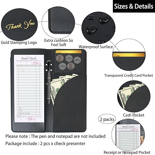Miniatura 6 de 2 paquetes de presentadores de cheques de restaurante, tarjetero para servidor, libro de cheques de restaurante, soporte de facturas de restaurante,