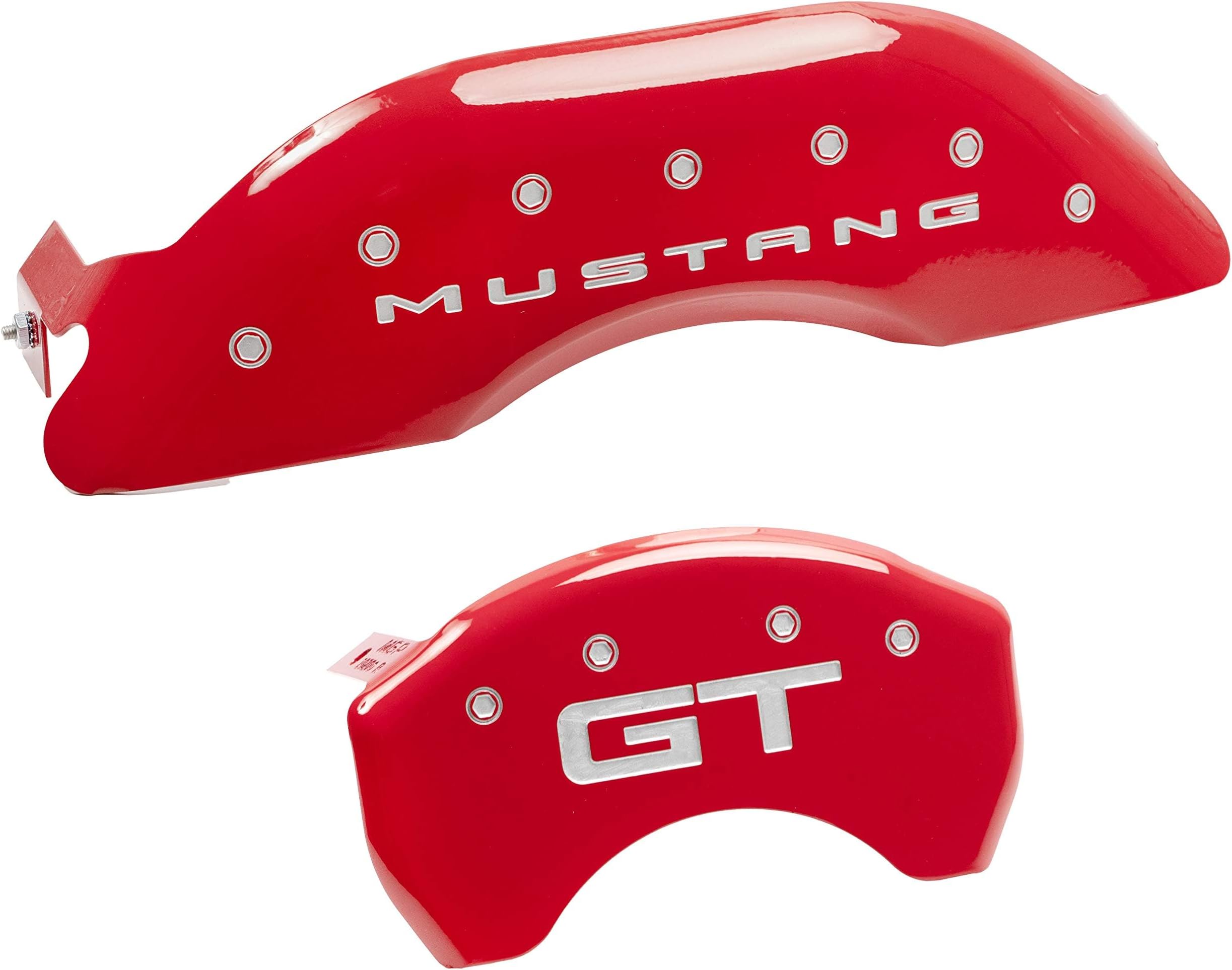 MGP Caliper Covers 10200S2MGRD Red Powder Coat Finish Engraved Front Mustang Rear GT Caliper Cover, (Set of 4)