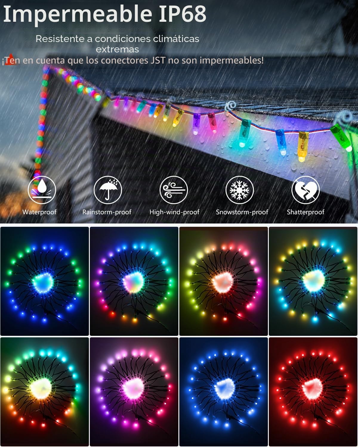 ALITOVE 500pcs WS2811 Direccionable Individualmente 12V RGB LED Píxeles Luz 12mm Difuso Cambio de Color Módulo Impermeable IP68 para Pantalla Señales Publicitarias al Aire Libre