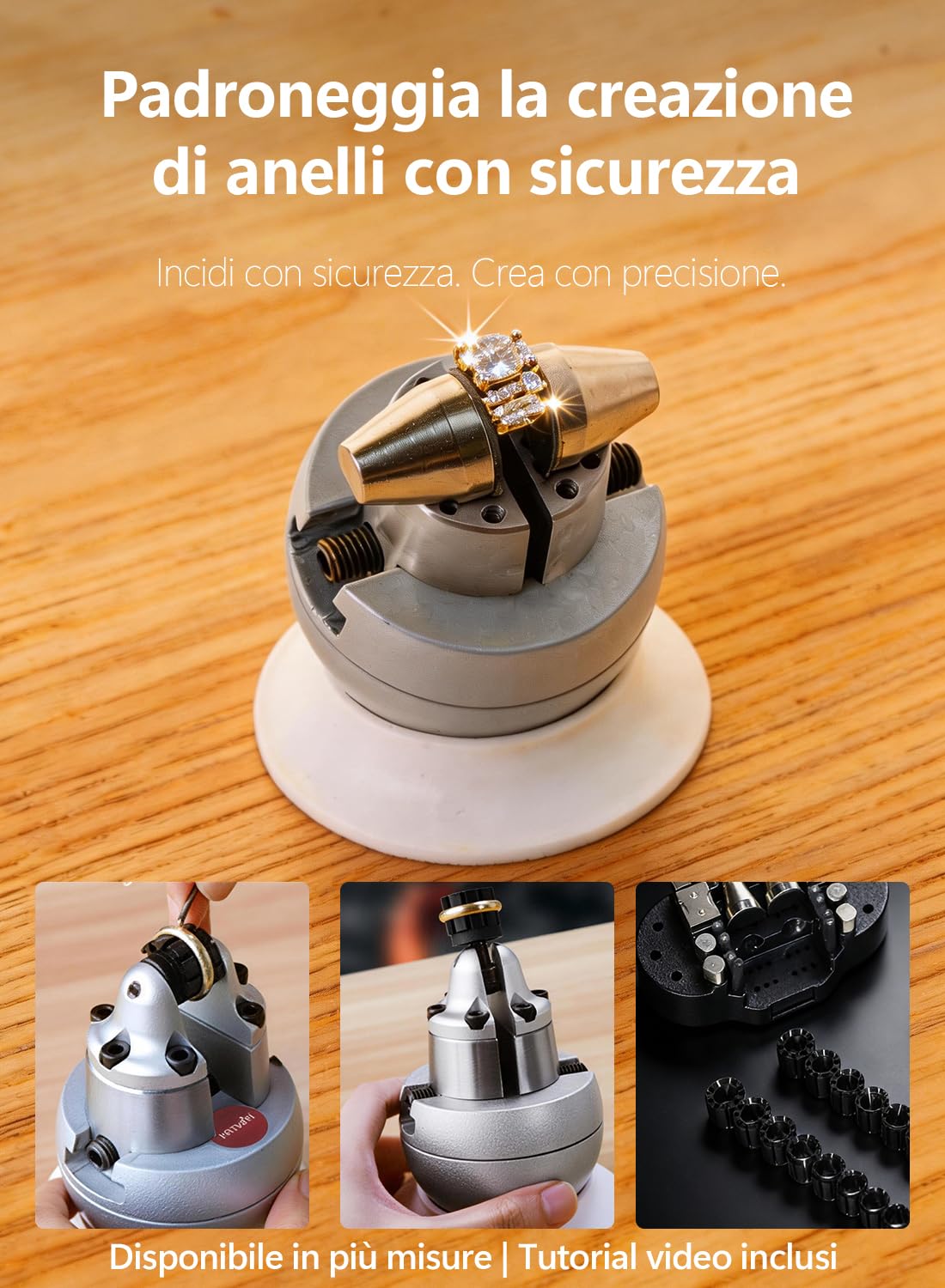 Morsa a sfera per gioielli, strumento per incisione da 5,5 cm, rotante a 360°, strumento professionale per impostazione gioielli, morsa a sfera, set completo di utensili manuali standard con 72