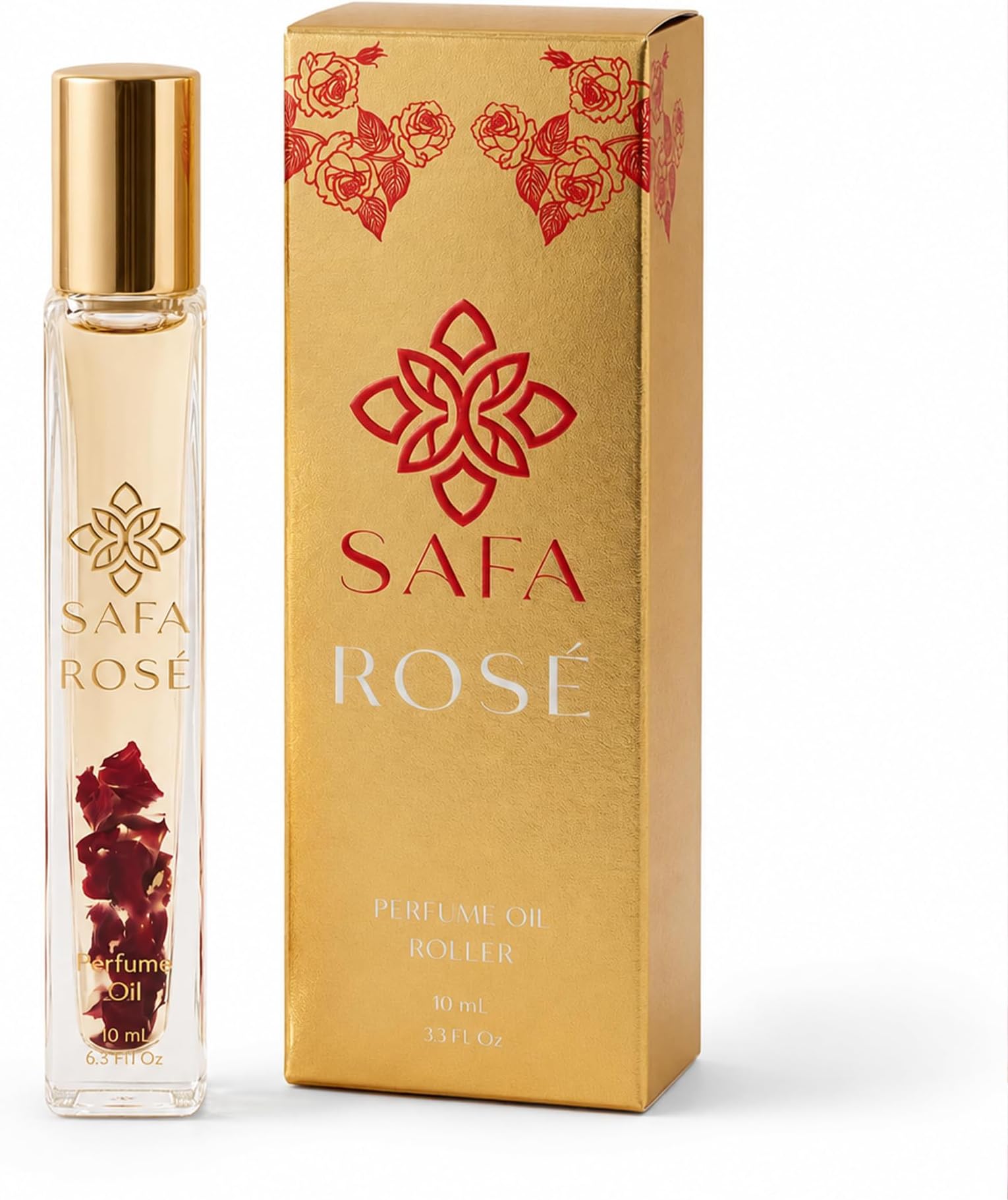 Rosé Organic Rose Oil Perfume Roller | Bulgarian Damask & Indian Rose Petals | 10 mL Long Lasting Perfume Oil for Women & Men | Non-Toxic, Alcohol-Free & Travel Friendly