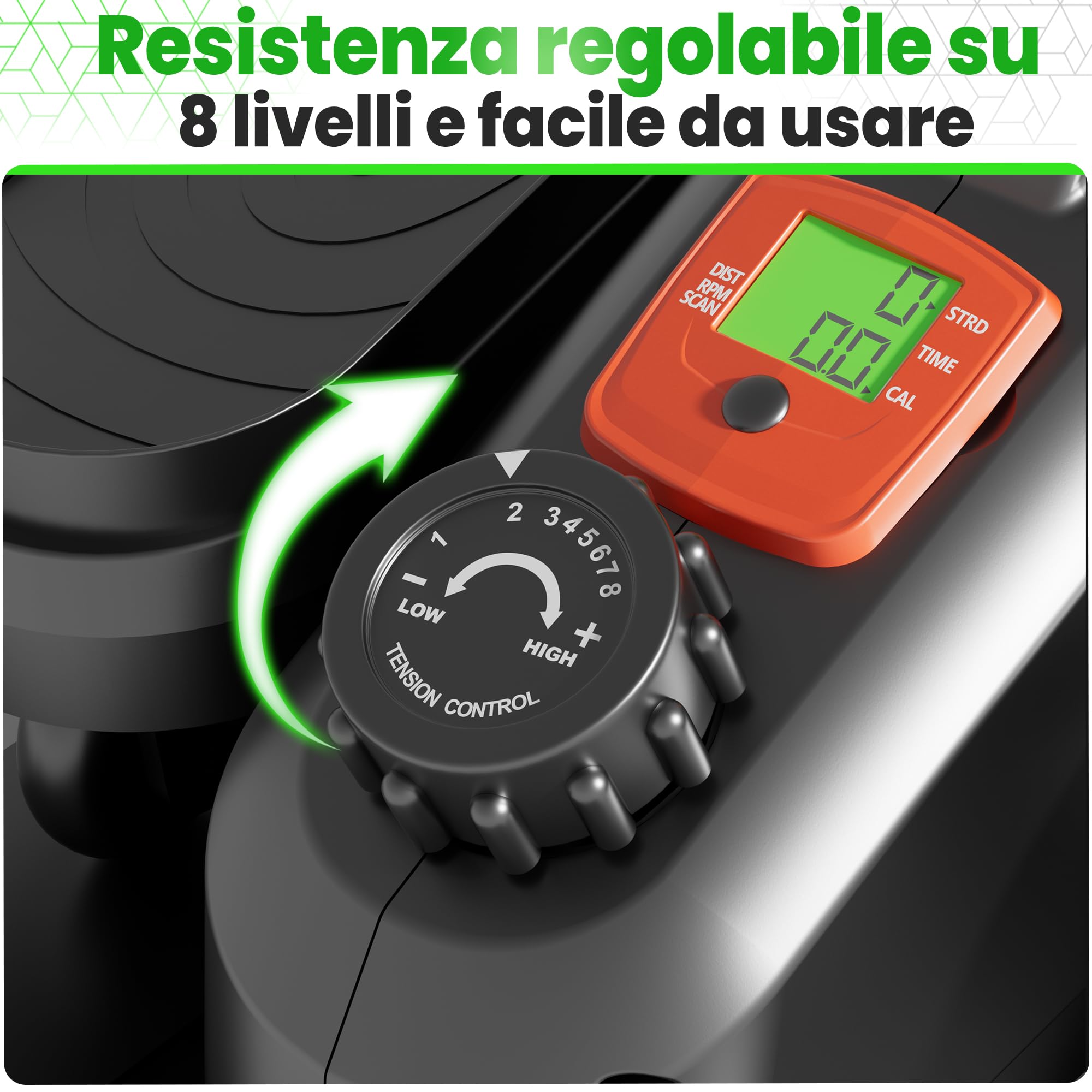 Ultrasport Stepper per casa, mini stepper fitness, 2 in 1, con corde di alimentazione e display LCD, per fitness a casa, mini stepper