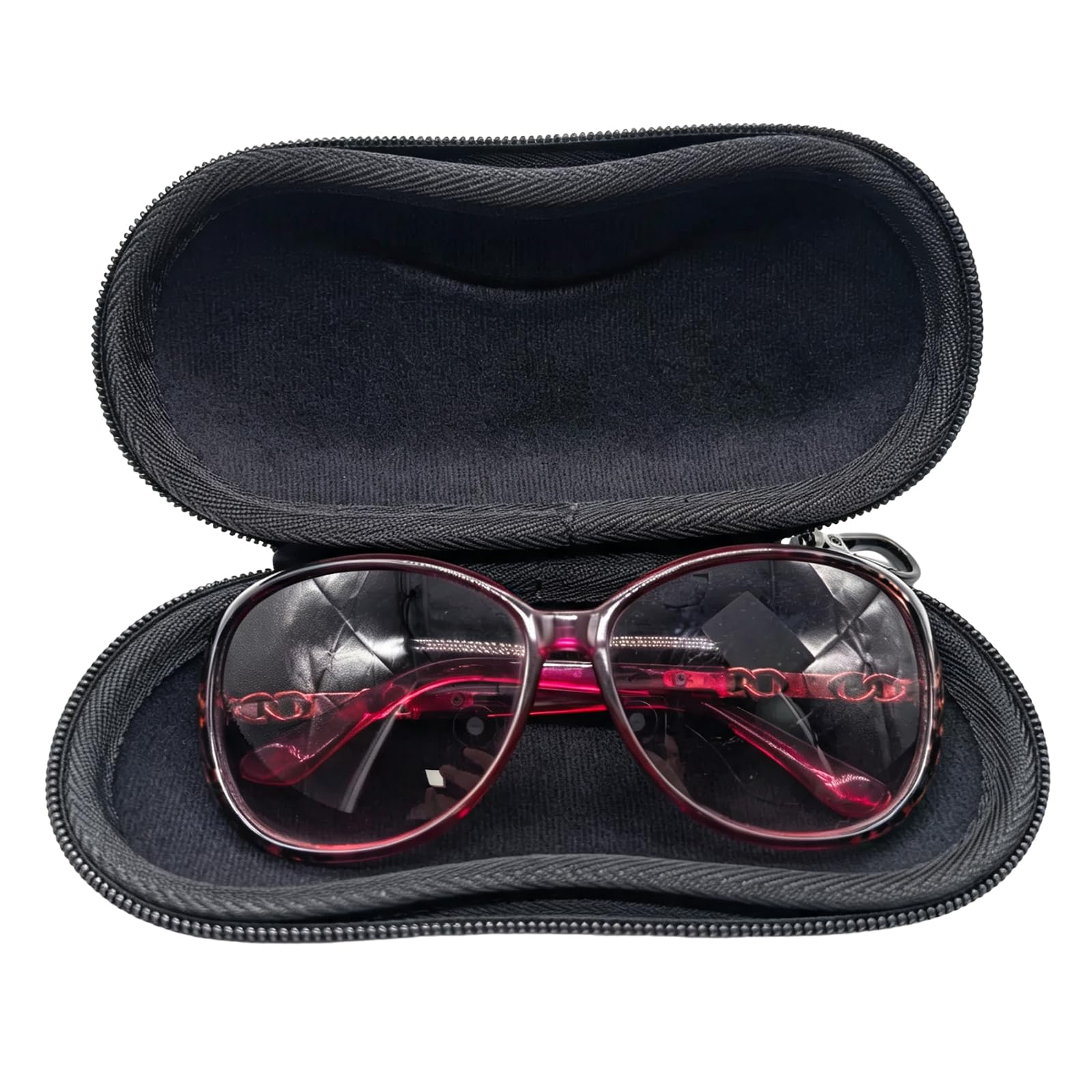 Étui à lunettes rigide portable avec mousqueton