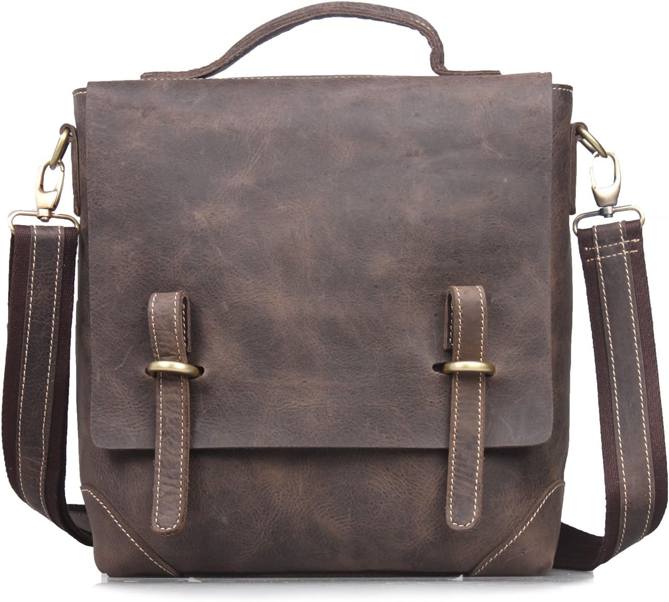 Amango Genuine Leather Messenger for Men Fit up 13'' Laptop Brown A3003
