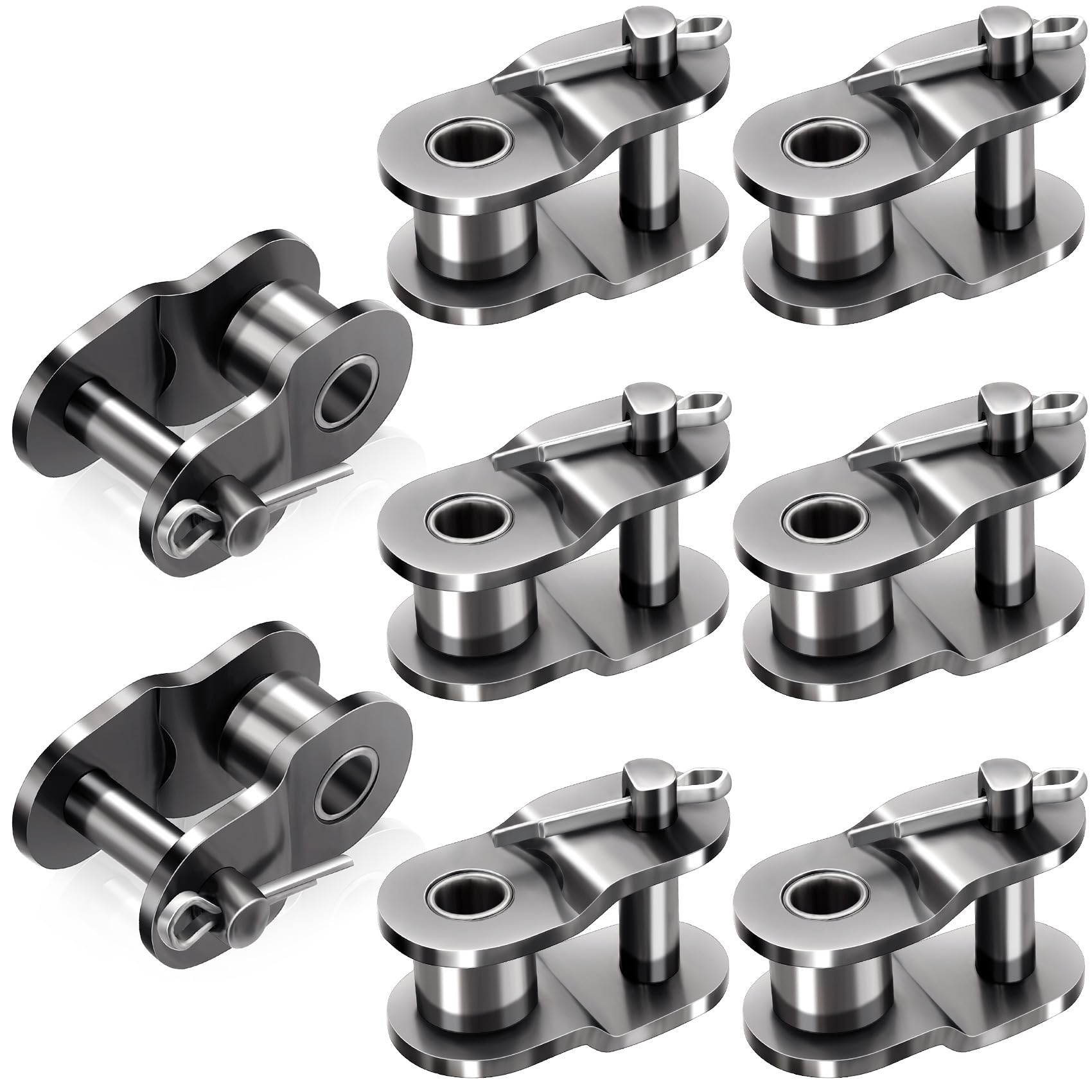 PAGOW 8pcs #40 Roller Chain Offset Link, Carbon Steel Crank Link, Standard Chain End Connector Split Links for 08A Chain