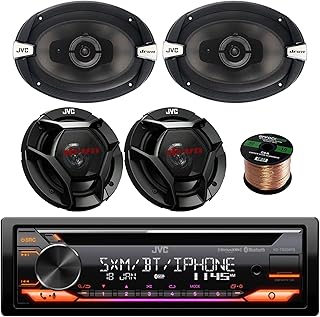 JVC KD-T920BTS Single DIN AM/FM USB AUX CD Stereo Bluetooth Receiver, 6x9 500 Watt 3-Way Coaxial Car Speakers (Pair), 6.5" 300 Watt 2-Way Audio Speakers (Pair), 50 Foot 16 Gauge Speaker Wire
