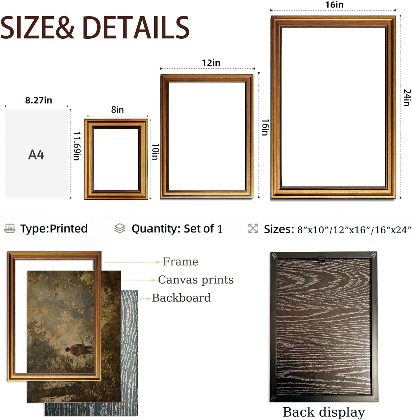 Gold Framed Wall Art Vintage Hunting Canvas Wall Art Dark Academia Artwork Moody Nature Prints Rustic Cottagecore Picture Hunter and Dog Painting for Living Room Farmhouse Decor, 12x16