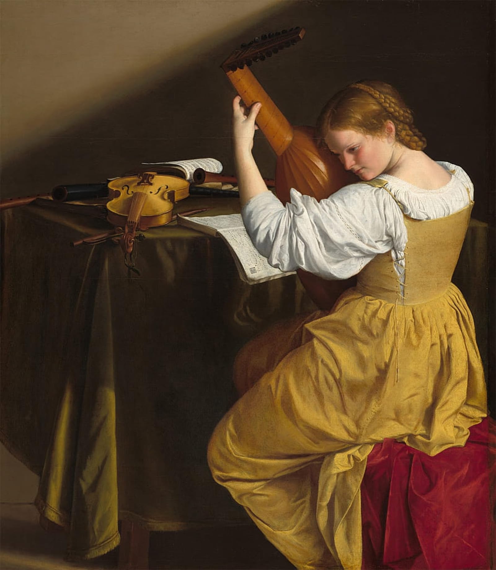ARTXLXXBN Famous Painting Art Wall Decor Abstract Art Picture the Lute Player by Orazio Gentileschi Animal Pictures for Home Decor 60x90cm