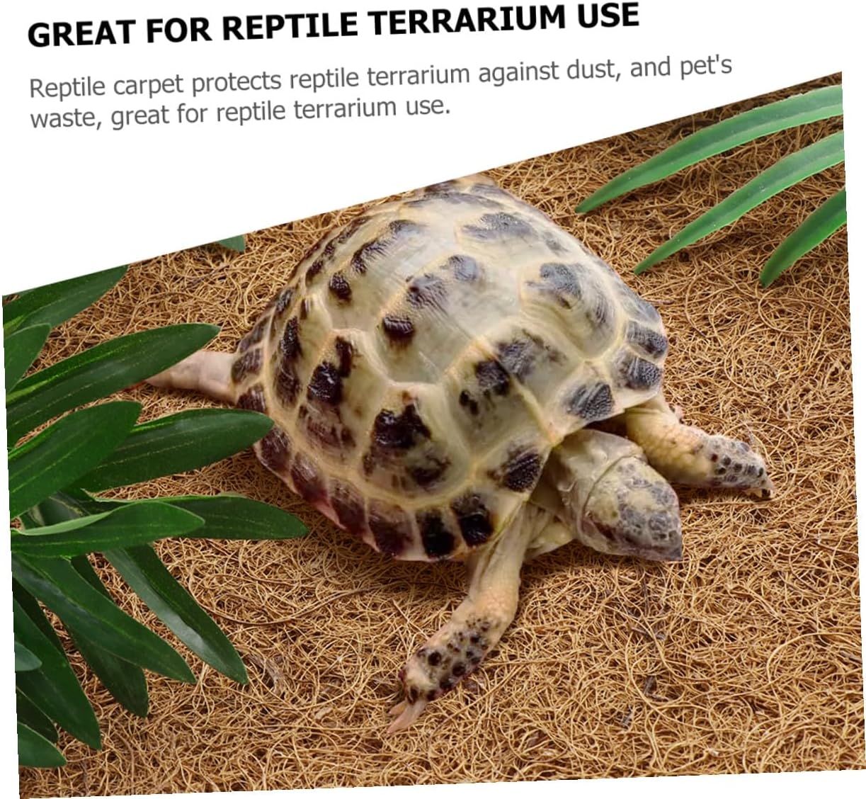 Natural Coconut Fiber Reptile Carpet Mat Non-Slip Terrarium Bedding for Lizards Snakes Tortoises Soft Breathable Fit Substrate Liner with Air and Water Permeability