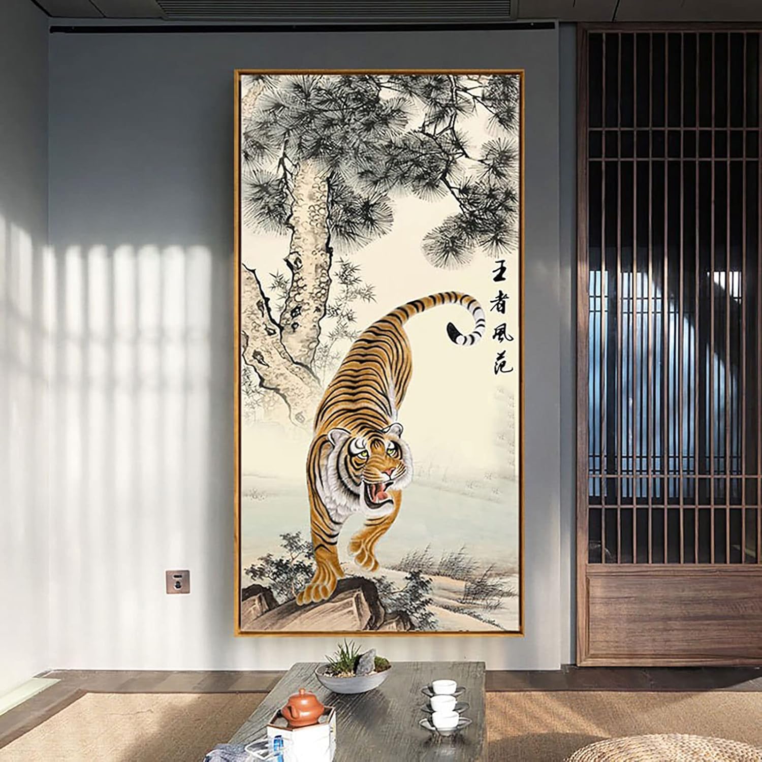 Instarry 5D Diamond Painting Kits Large Size Full Drill Tiger Crystal Embroidery Family Wall Decor 39.4x19.7 inch