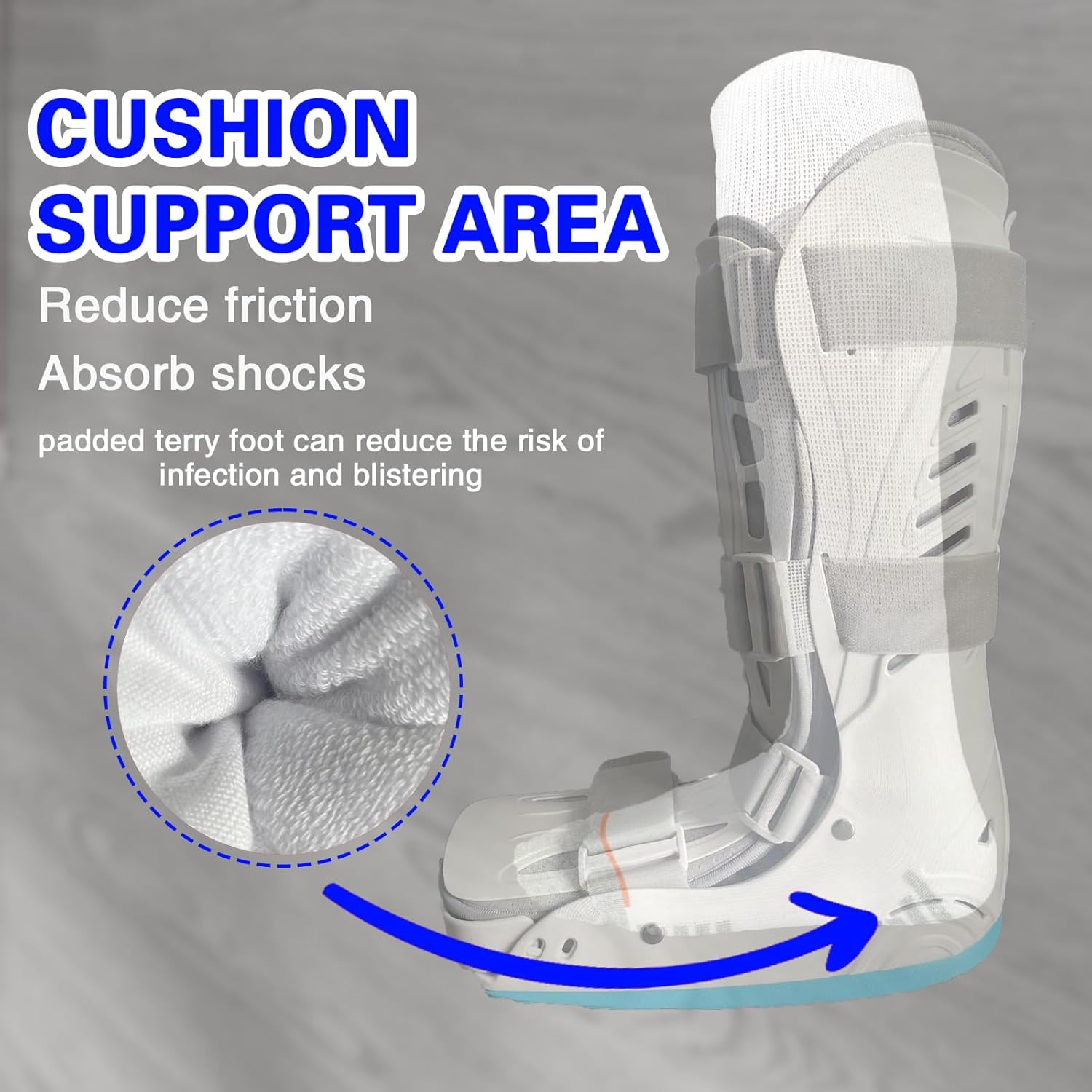 Walking Boot Socks air Cam Walker Cast Socks 2 Pairs Fracture Boot Brace Sock Surgical Orthopedics Sock for Men Women - Image 6