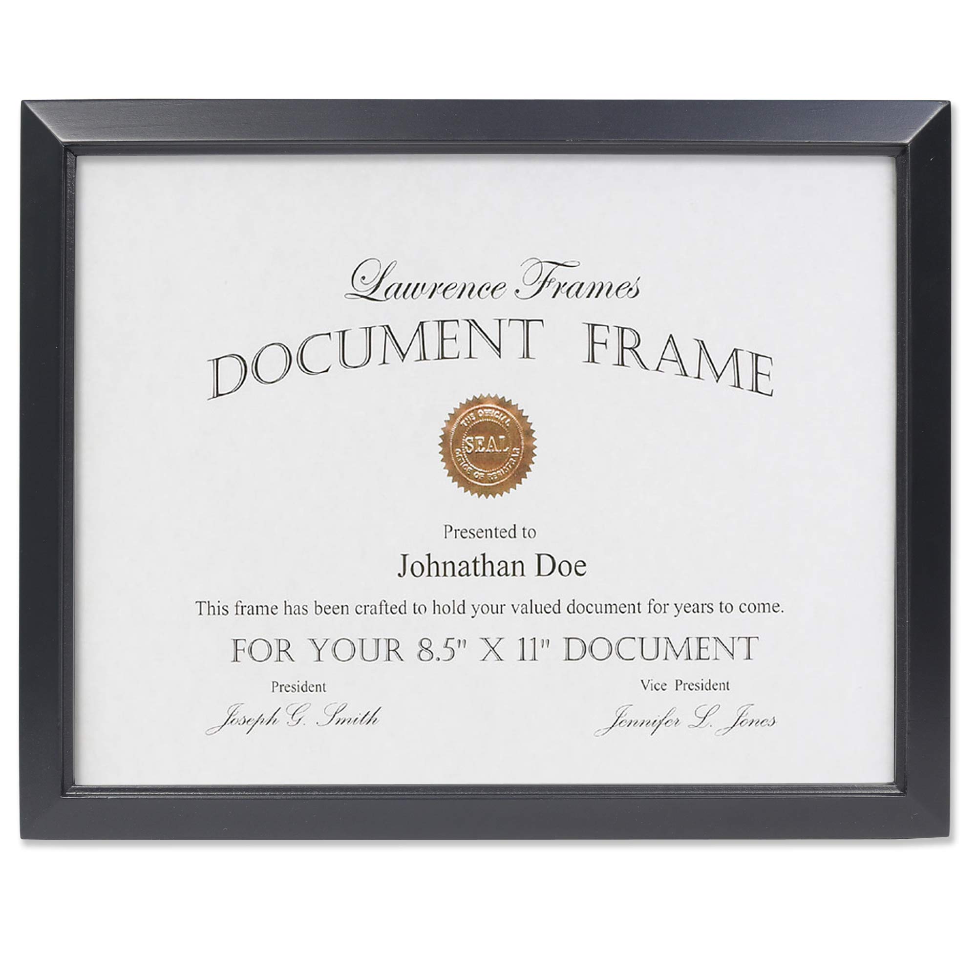 Lawrence Frames 8.5x11 Black Wood Certificate Estero Picture Frame