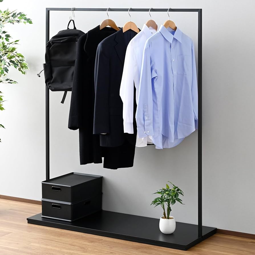 Amazon｜山善(YAMAZEN) ハンガーラック シングル 棚付き